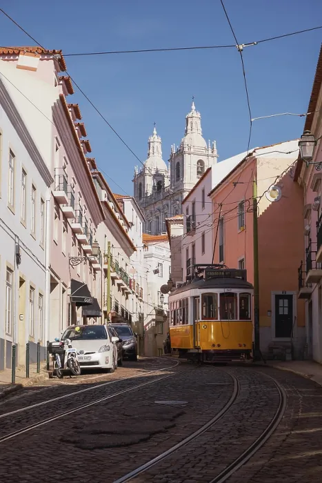 Framed Print : The Iconic and Famous Vintage Tram Number 28 in Alfama