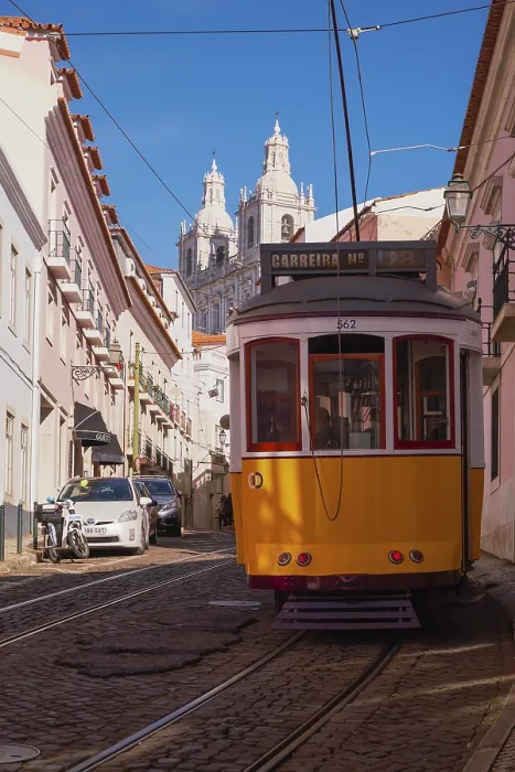 Framed Print : The Iconic and Famous Vintage Tram Number 28 in Alfama