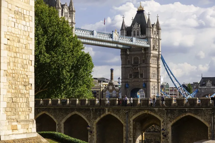 Framed Print : Iconic Tower Bridge seen from below