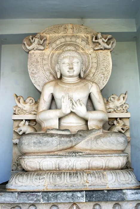 Framed Print : Idol of lord Buddha, Shanti stupa