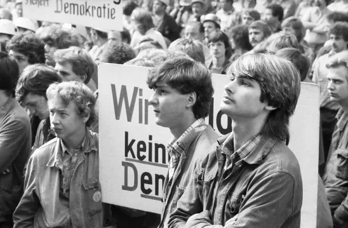 Framed Print : IG Metall warning strike at Hoesch AG Westfalenhuette to preserve co-determination on 29 Framed Print : IG Metall warning strike at Hoesch AG Westfalenhuette to preserve co-determination on 29