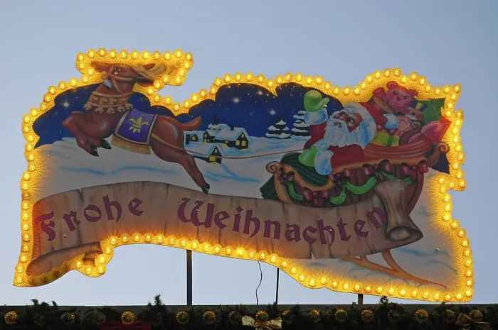 Framed Print : Illuminated ad with Santa Claus