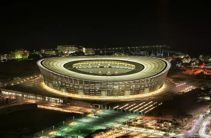 Framed Print : Illuminated Cape Town Stadium, soccer stadium in Cape Town