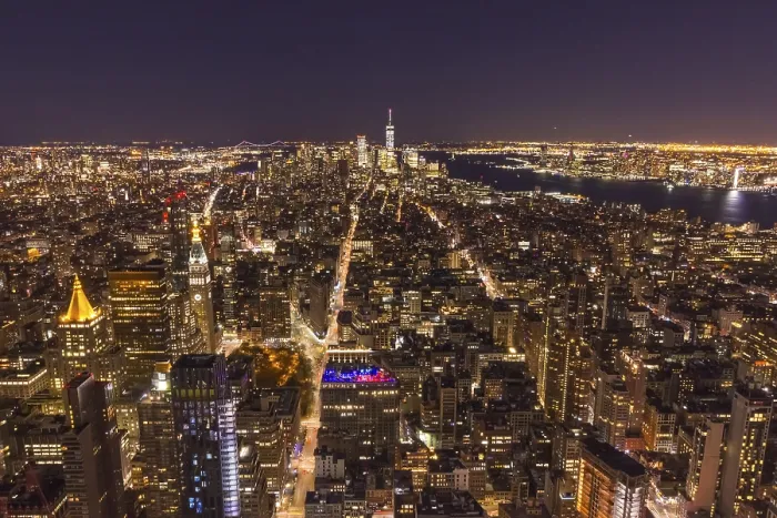 Framed Print : Illuminated Cityscape of Manhattan Framed Print : Illuminated Cityscape of Manhattan