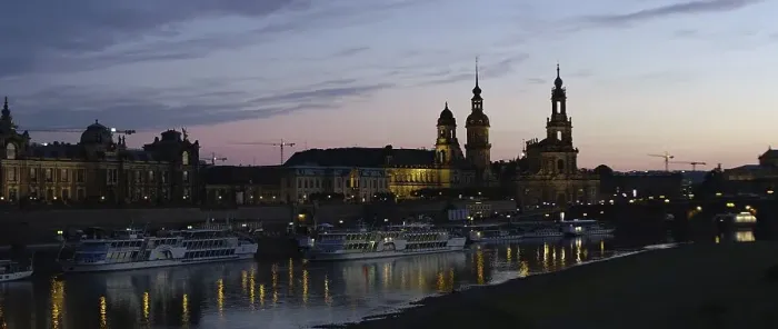 Framed Print : Illuminated skyline of Dresden in the evening light with the Frauenkirche Framed Print : Illuminated skyline of Dresden in the evening light with the Frauenkirche