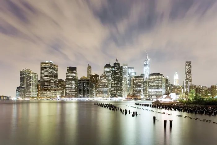 Framed Print : Illuminated skyline, East River Framed Print : Illuminated skyline, East River