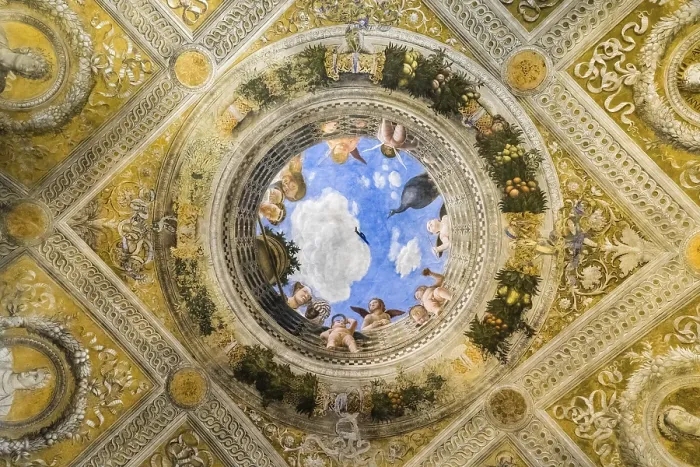 Framed Print : Illusionistic ceiling fresco by Andrea Mantegna Framed Print : Illusionistic ceiling fresco by Andrea Mantegna