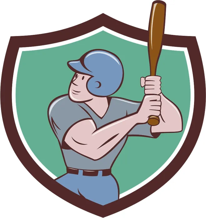 Framed Print : Illustration of an american baseball player batter hitter with bat batting set inside shield crest done in cartoon Framed Print : Illustration of an american baseball player batter hitter with bat batting set inside shield crest done in cartoon