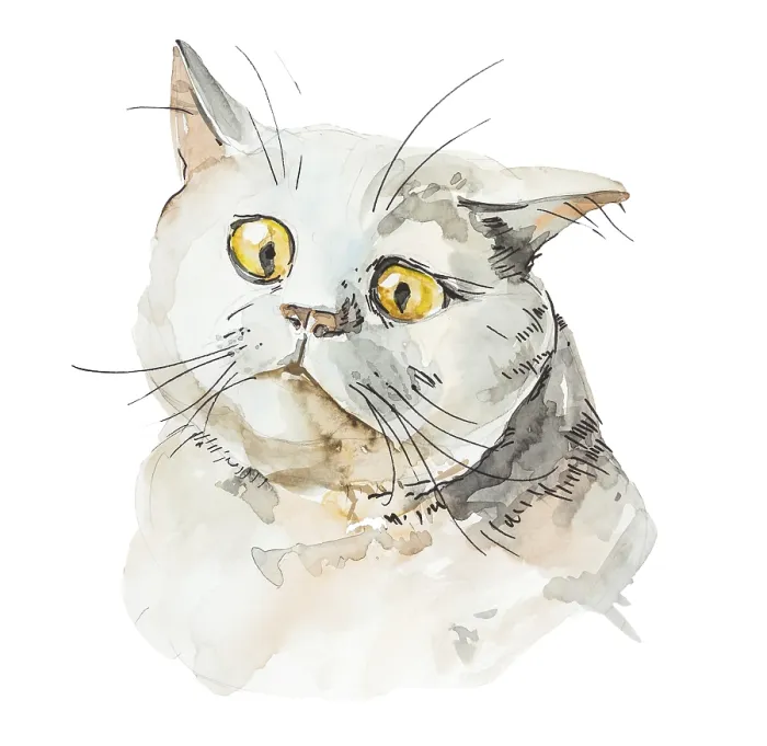 Framed Print : Illustration of cute sad little cat Framed Print : Illustration of cute sad little cat