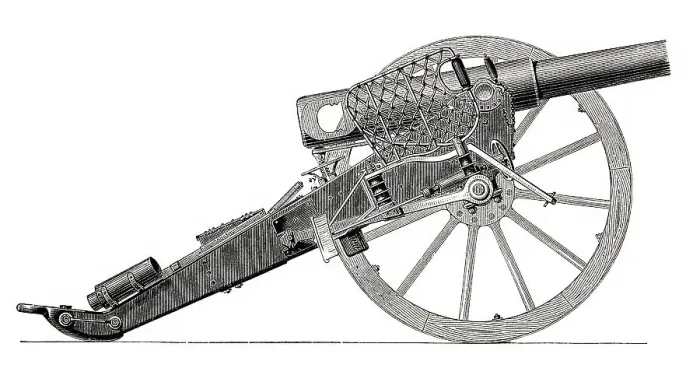 Framed Print : Illustration, German field artillery cannon Framed Print : Illustration, German field artillery cannon