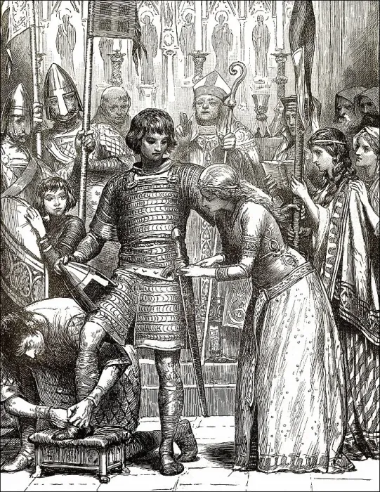 Framed Print : Illustration of initiation into the order of Knighthood