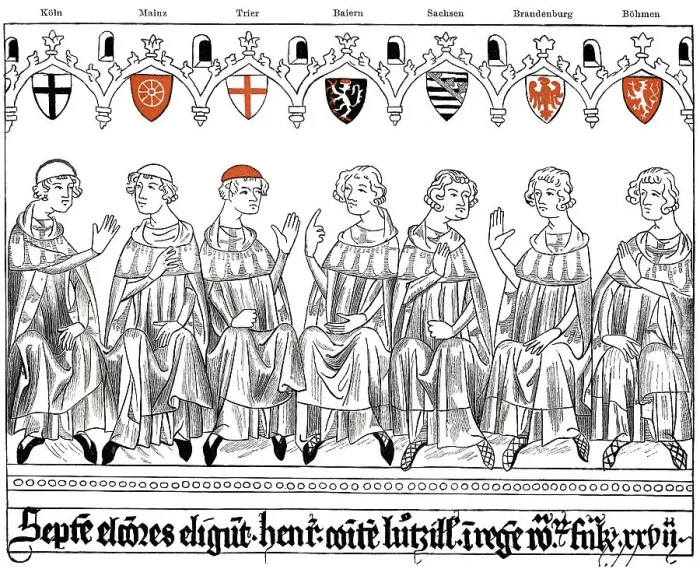 Framed Print : Illustration of Prince-electors in deliberation