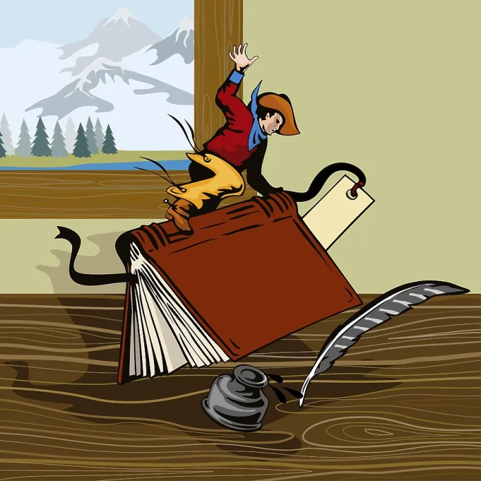 Framed Print : Illustration of rodeo cowboy riding bucking book done in retro style