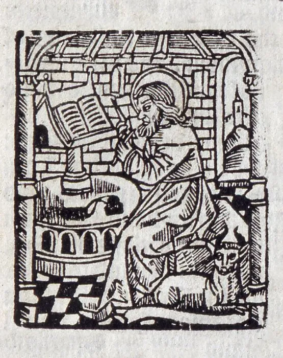 Framed Print : Illustration of a scribe from William Tyndale's 1538 New Testament Framed Print : Illustration of a scribe from William Tyndale's 1538 New Testament