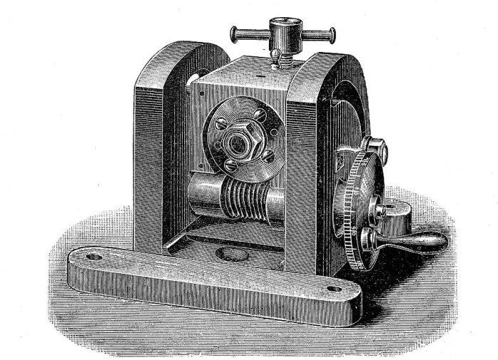 Framed Print : Illustration of a universal milling head from the former machine tool factory Aug