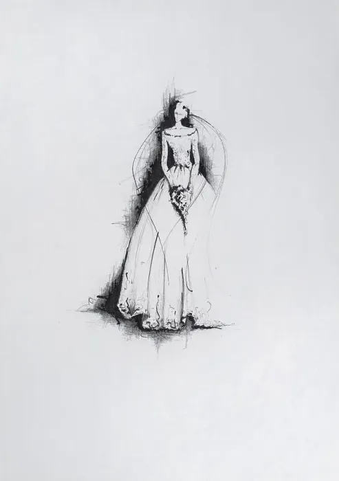 Framed Print : Illustration of a wedding dress Framed Print : Illustration of a wedding dress