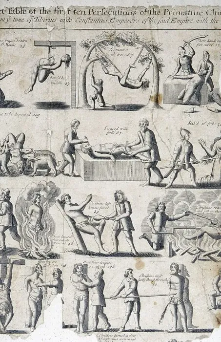 Framed Print : Illustrations from an early edition of Foxe's Book of Martyrs