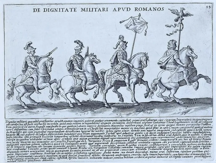 Framed Print : The image describes a military procession in which the leading horseman or aquilifer carries one or an eagle (Aquila)