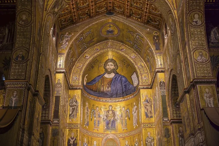 Framed Print : Image of Jesus, nave, Santa Maria Nuova Cathedral