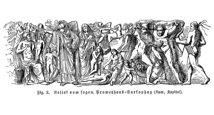 Framed Print : Image, relief on Prometheus sarcophagus