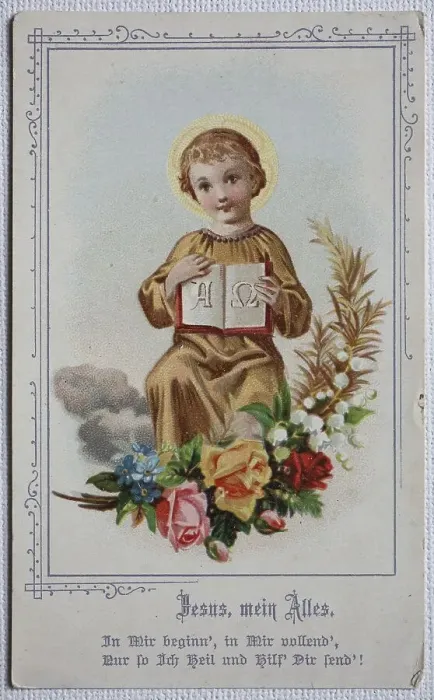 Framed Print : Image of a Saint, Child Jesus with Alpha and Omega Framed Print : Image of a Saint, Child Jesus with Alpha and Omega