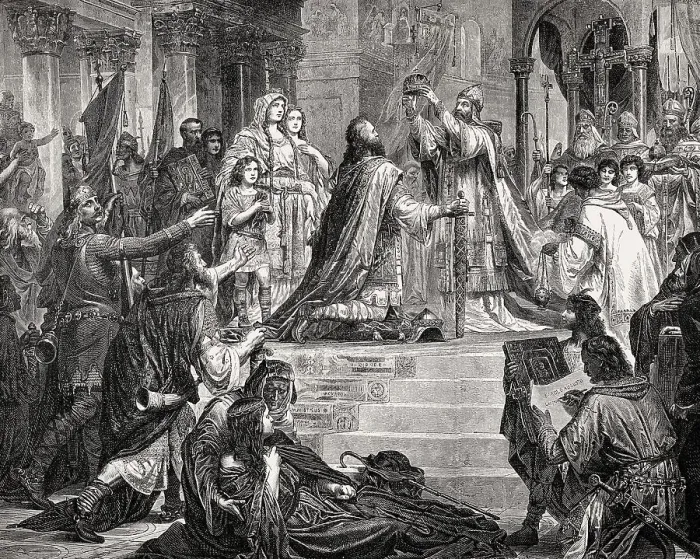 Framed Print : Imperial Coronation of Charlemagne as Emperor by Pope Leo III Framed Print : Imperial Coronation of Charlemagne as Emperor by Pope Leo III