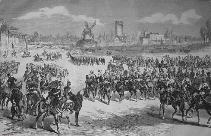 Framed Print : The Imperial Parade at Longchamp near Paris on 3 March 1871
