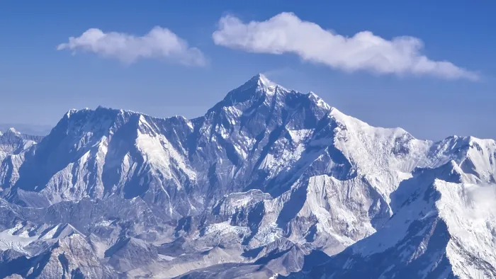 Framed Print : Impressive snow-capped mountains of the Himalayas under clear skies