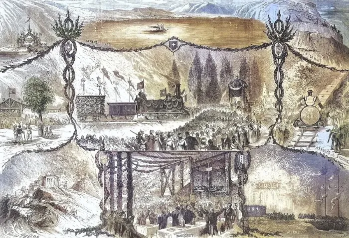 Framed Print : Inauguration of the railway line at the Simplon Pass Framed Print : Inauguration of the railway line at the Simplon Pass