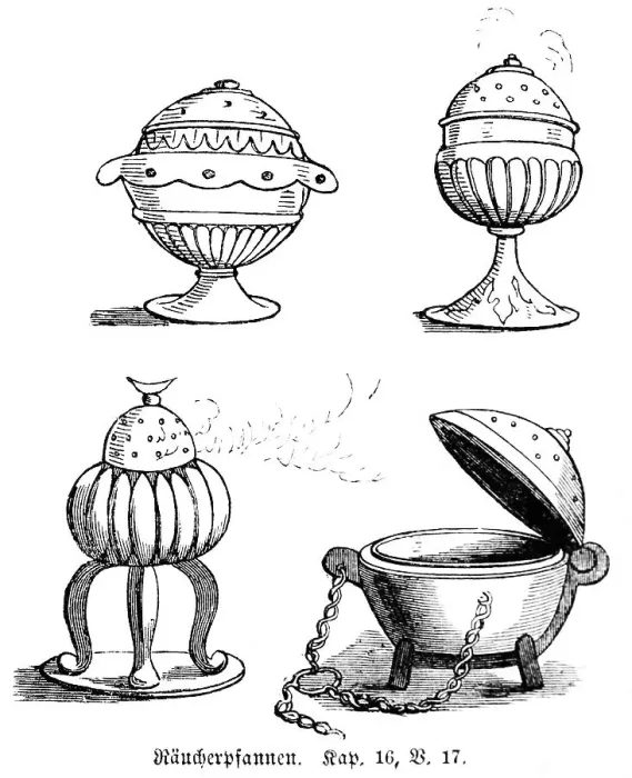 Framed Print : Incense pans, various, four pans Framed Print : Incense pans, various, four pans