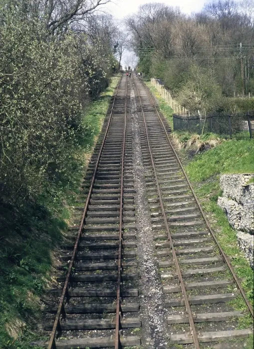Framed Print : Inclined plane of the hay railway in Coalport, Ironbridge Gorge valley, Staffordshire, England, UK 1970s