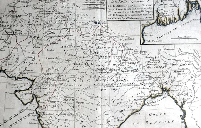 Framed Print : India map, carte de la partie superieure