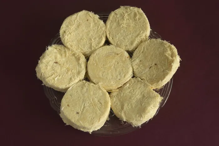 Framed Print : Indian dessert soan papdi in plate