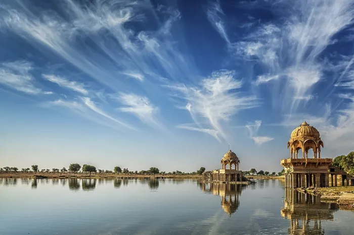 Framed Print : Indian landmark Gadi Sagar, artificial lake