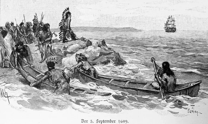 Framed Print : Indians, Canoes, Atlantic, Shore