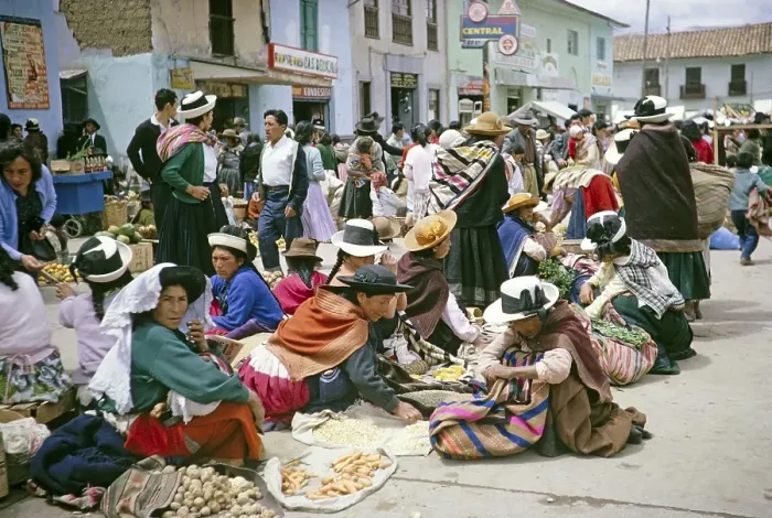 Framed Print : Indigenous street market, Huancayo, Peru, South America around 1962, South America