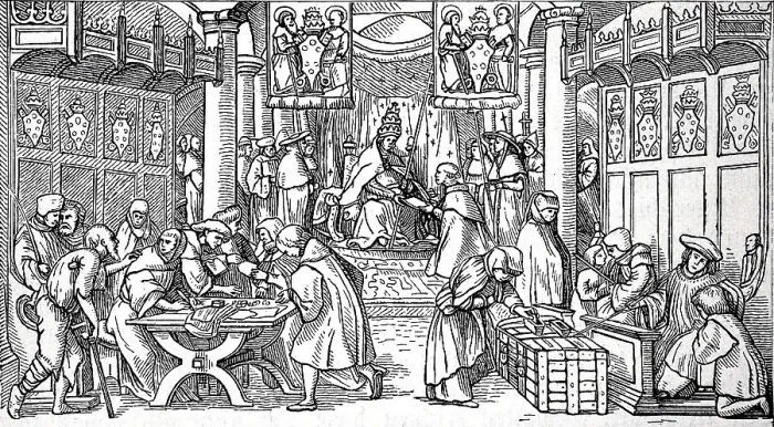 Framed Print : Indulgences in a Basel church with the arms of the Mediceer