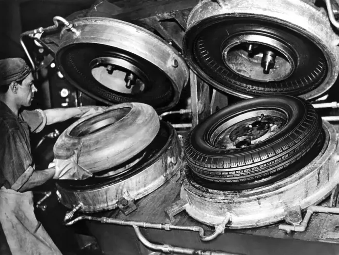 Framed Print : Industry, car tires, production Framed Print : Industry, car tires, production