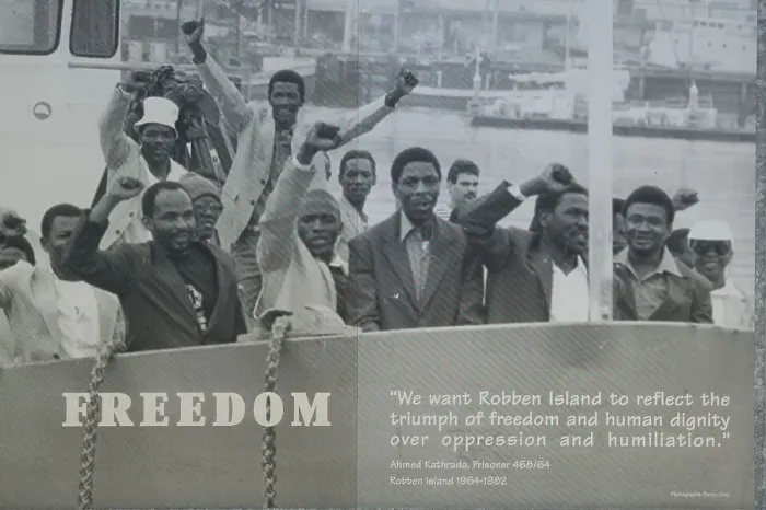 Framed Print : Information boards about the living conditions on the former prison island Robben Island Framed Print : Information boards about the living conditions on the former prison island Robben Island