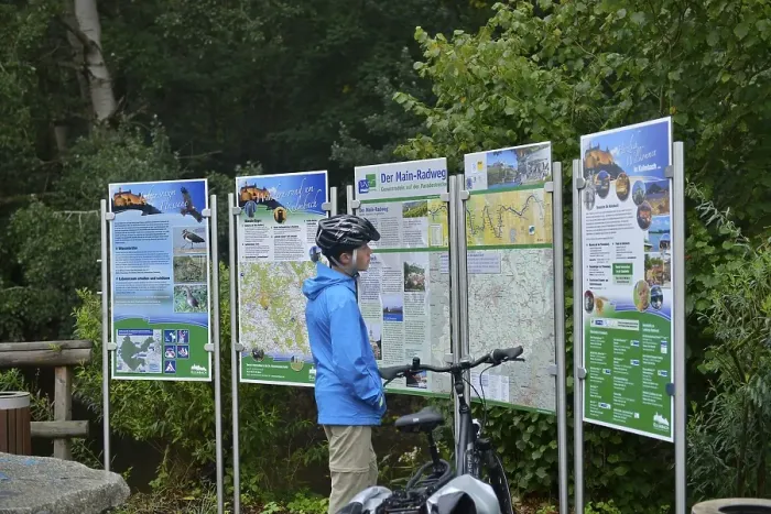Framed Print : Information boards, Main cycle path