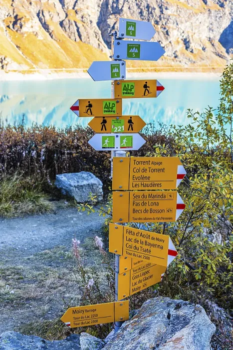 Framed Print : Information boards on trails for hikers and mountaineers Framed Print : Information boards on trails for hikers and mountaineers