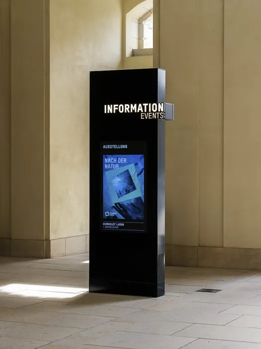 Framed Print : Information pillar at the entrance to the Humboldt Forum