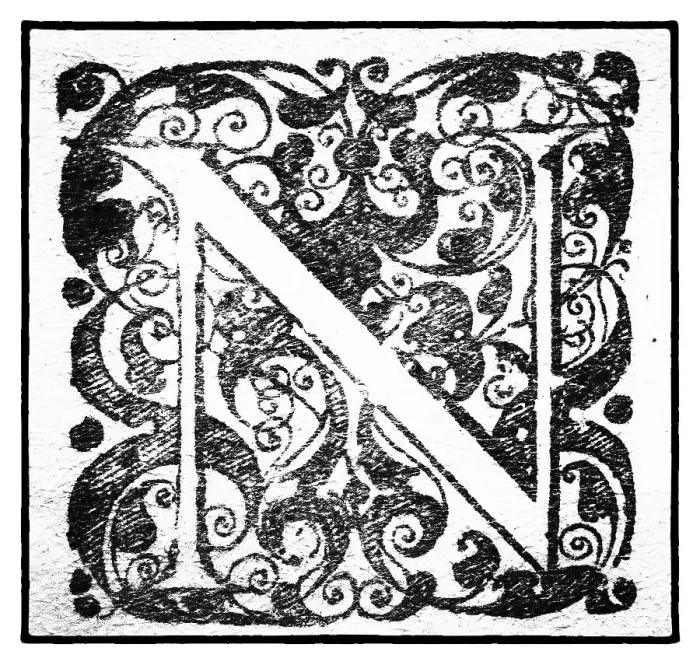 Framed Print : Initial or an initial N, ornamental initial letter