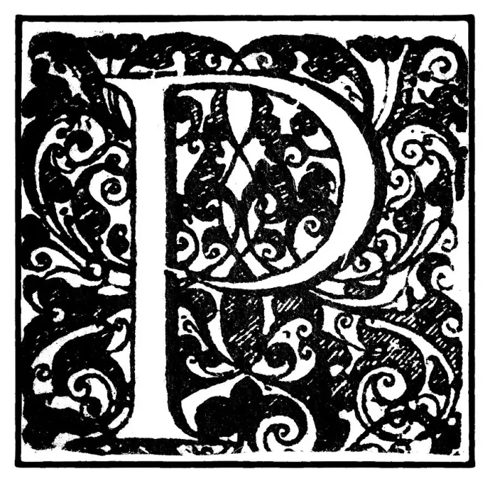Framed Print : Initial or an initial P, ornamental initial letter
