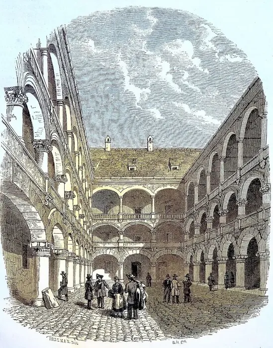 Framed Print : Inner courtyard of the Bavarian Main Mint in Munich around 1880