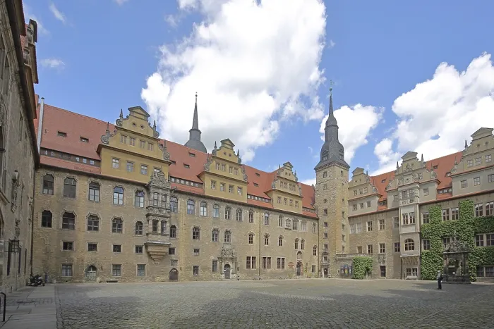 Framed Print : Inner courtyard with tower of the castle built in 1265 Framed Print : Inner courtyard with tower of the castle built in 1265