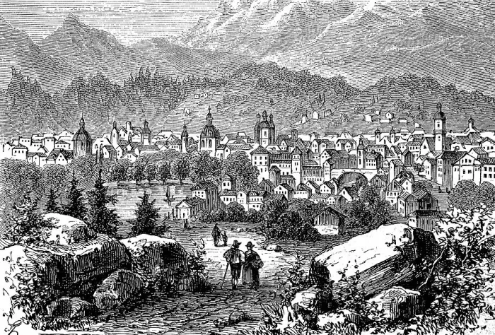 Framed Print : Innsbruck in Austria in 1870, historical Framed Print : Innsbruck in Austria in 1870, historical