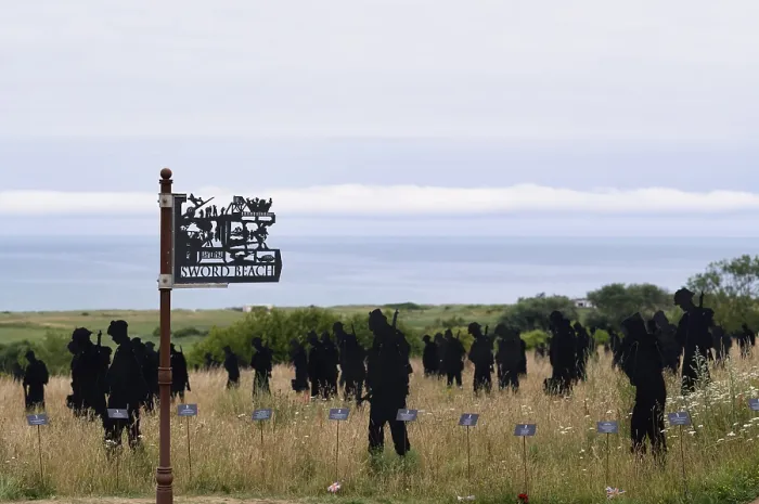 Framed Print : Installation, sign Sword Beach