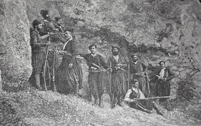 Framed Print : Insurgents in Crete, in the 19th century against Ottoman suzerainty