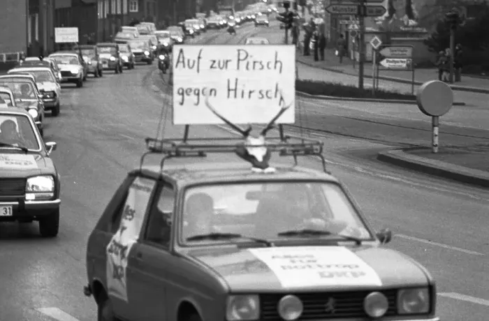 Framed Print : The intention to incorporate the Ruhr district town of Bottrop into Essen was met with protests by numerous residents